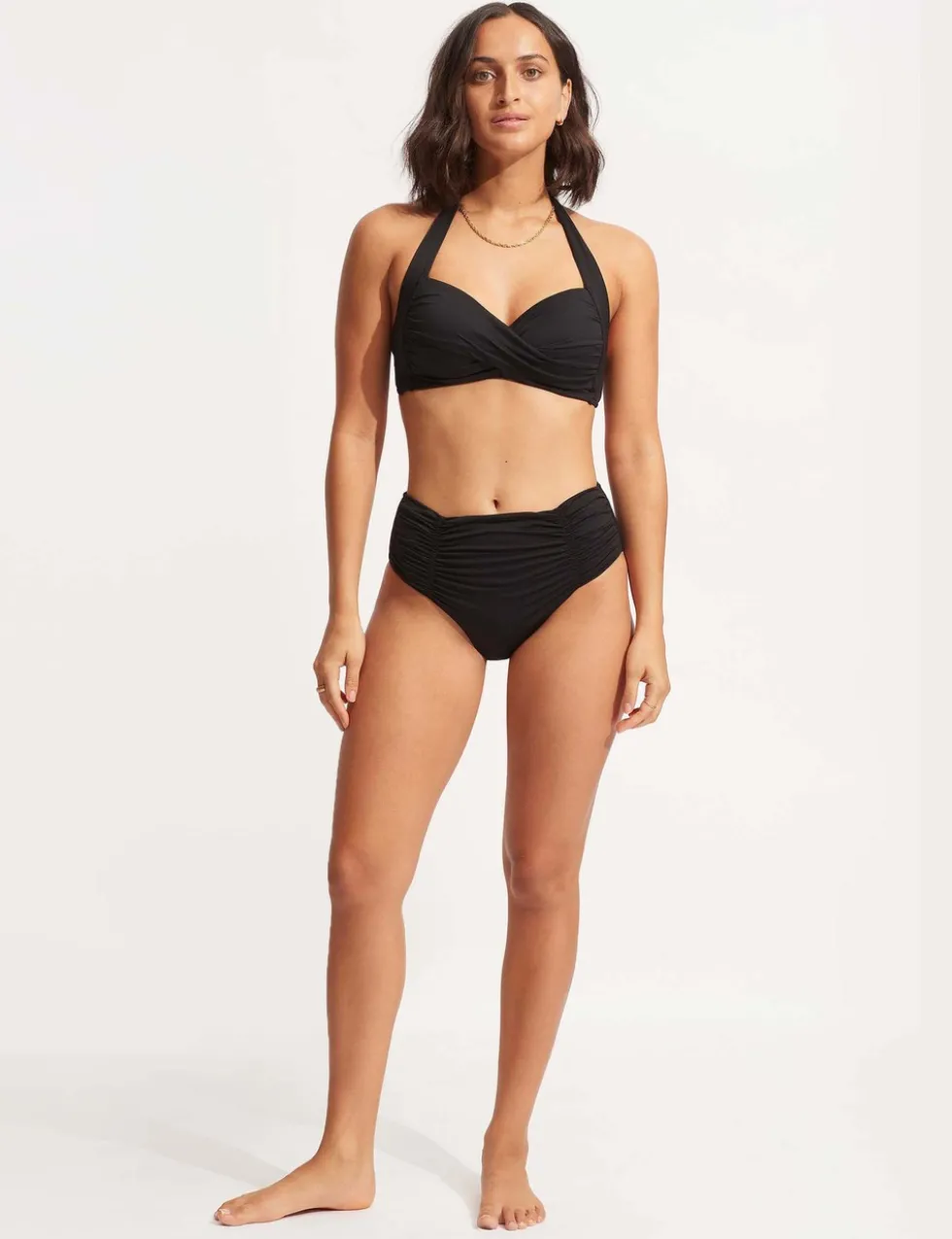 Collective Padded Twist Front Plunge Halterneck Bikini Top