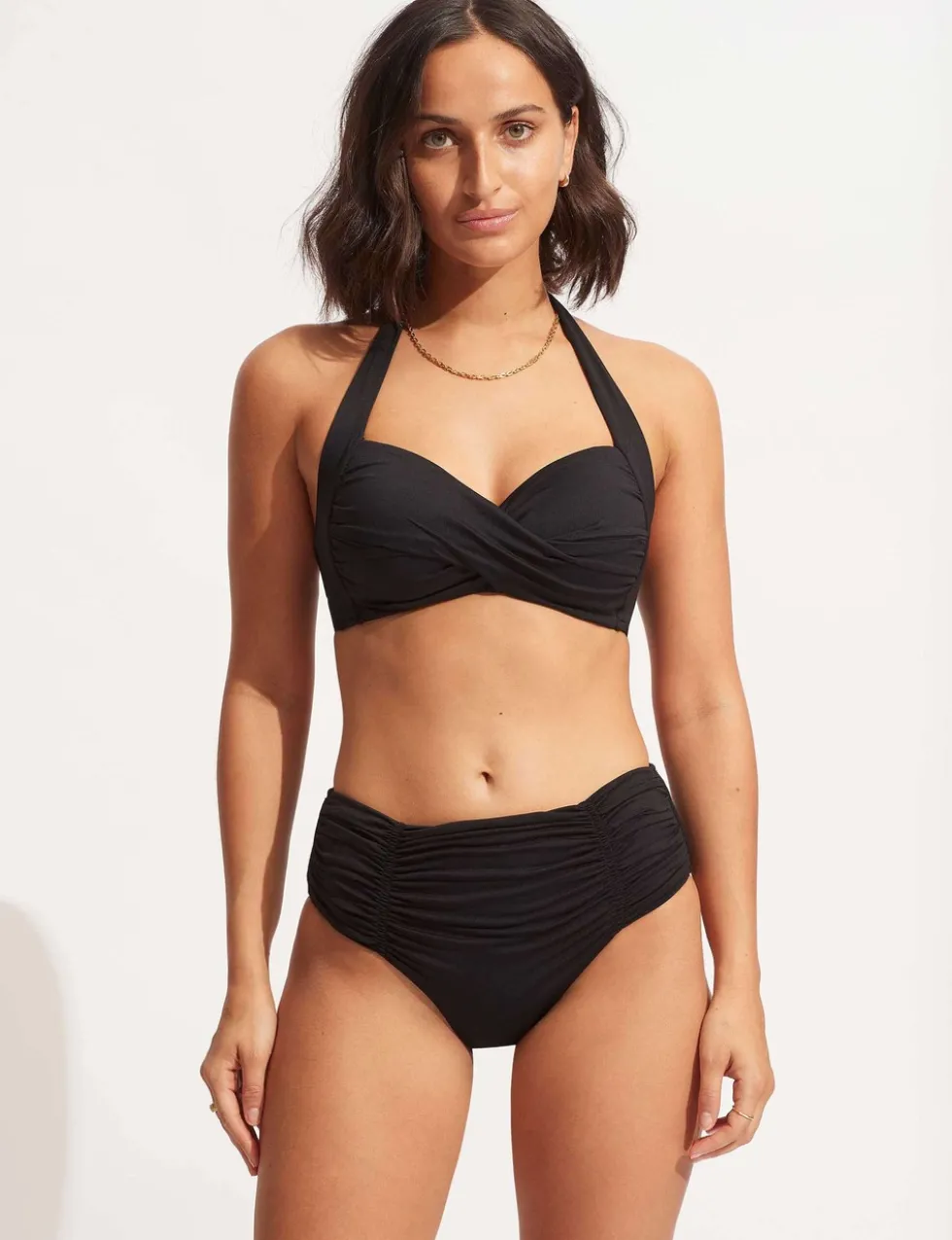 Collective Padded Twist Front Plunge Halterneck Bikini Top