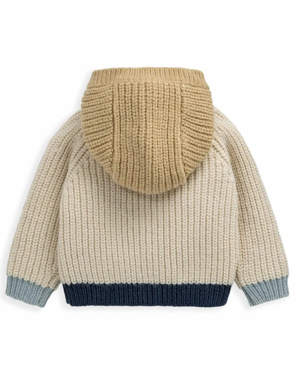 Colour Block Hooded Cardigan with Wool (0-12 Mths)
