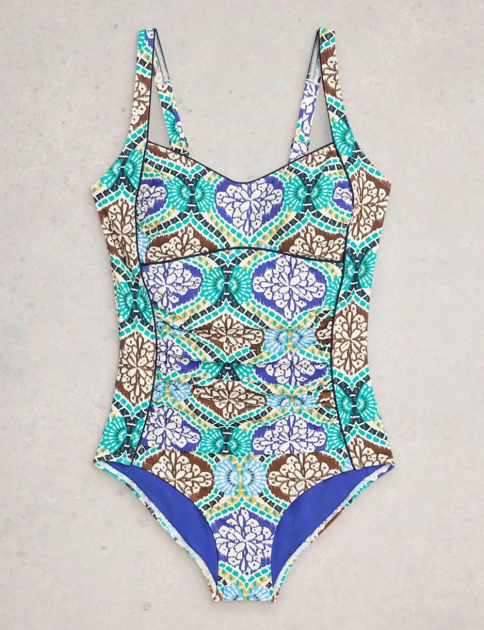 Control Printed Padded Square Neck Swimsuit