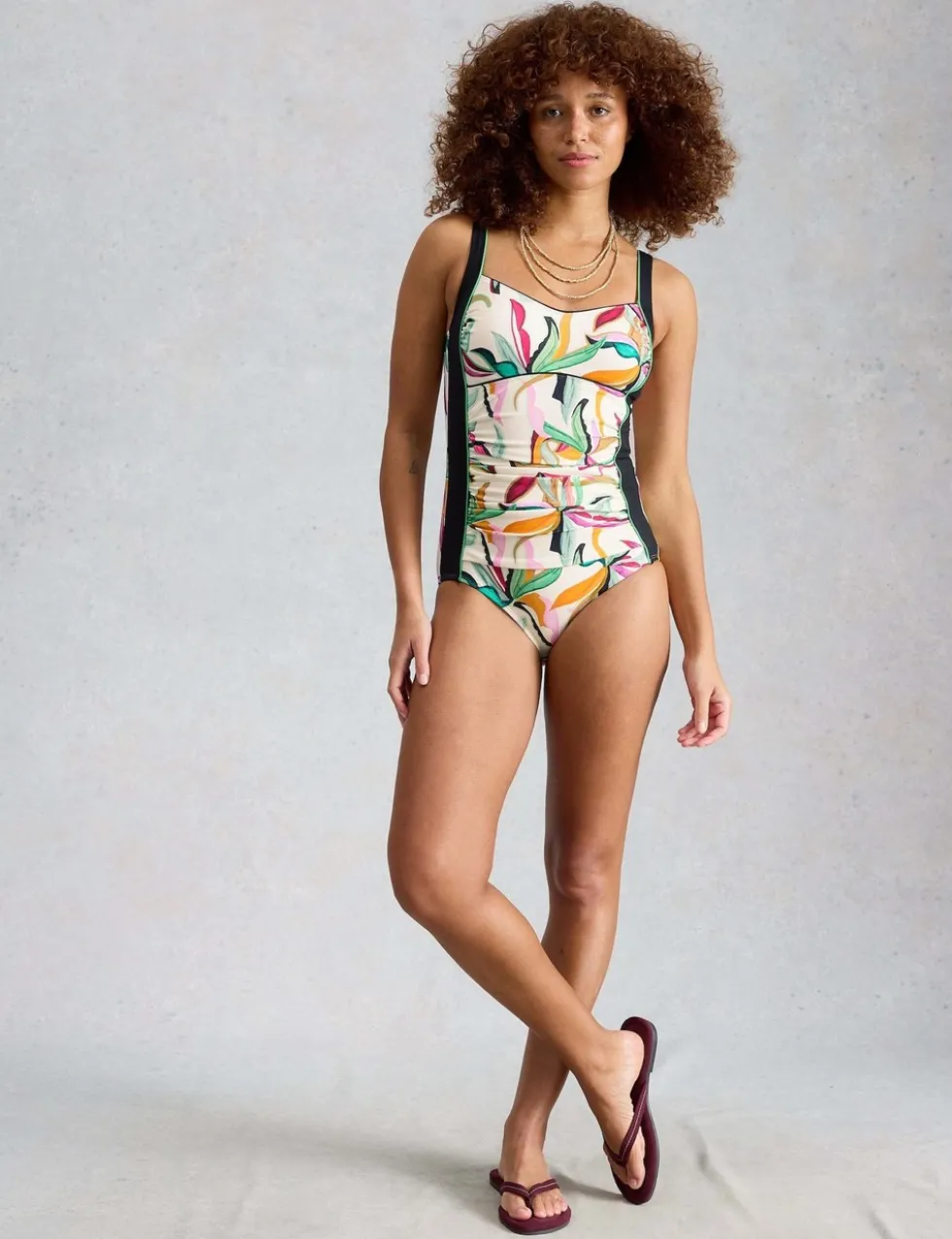 Control Printed Padded Square Neck Swimsuit