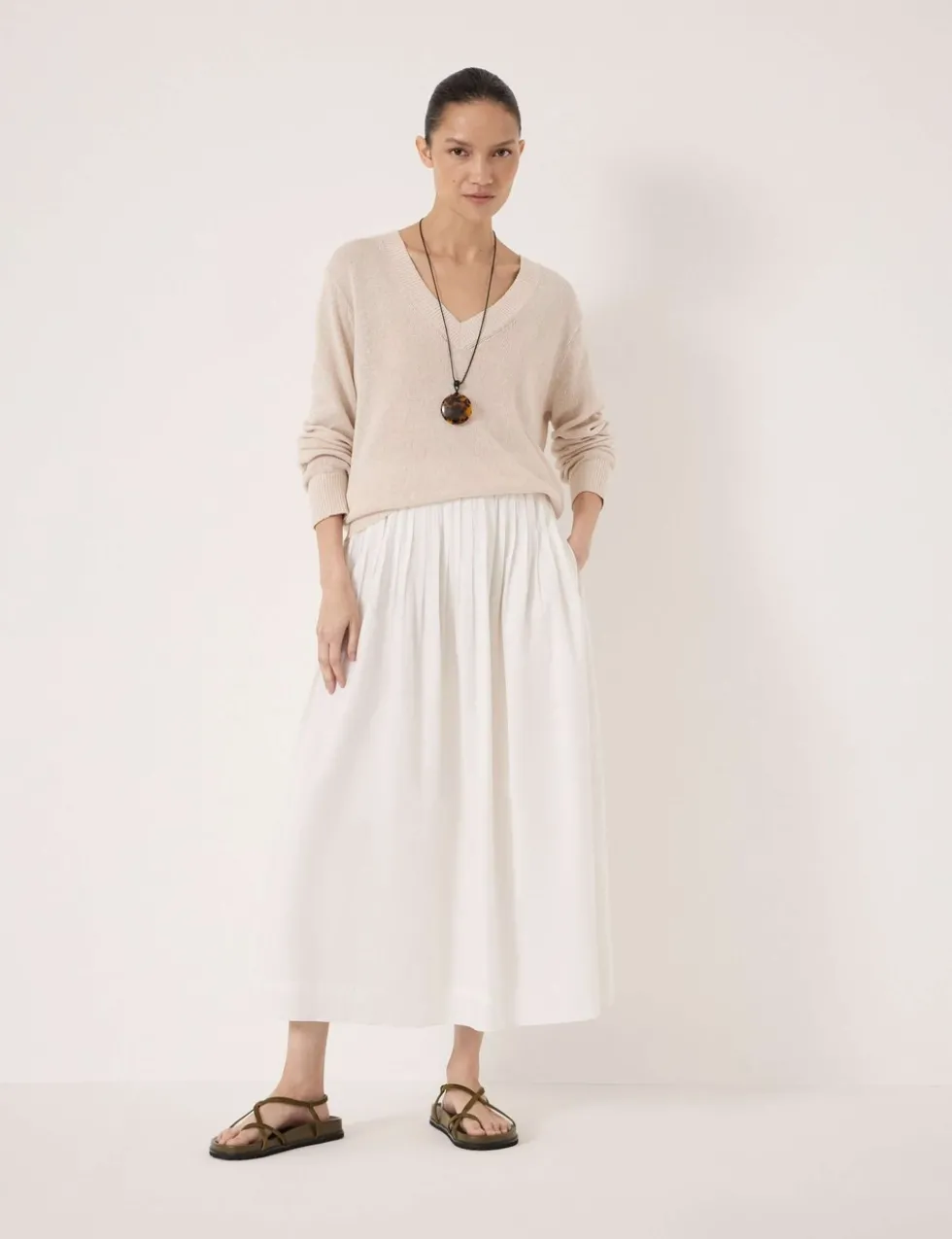 Coralie Linen and Cotton V-Neck Jumper