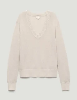 Coralie Linen and Cotton V-Neck Jumper