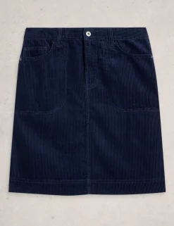 Cord Knee Length A-Line Skirt
