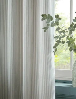Cornish Chenille Striped Eyelet Curtains