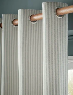 Cornish Chenille Striped Eyelet Curtains