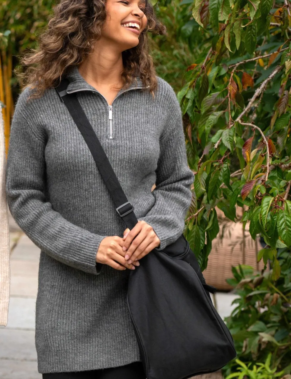 Cosy Ribbed Half-Zip Mini Knitted Dress