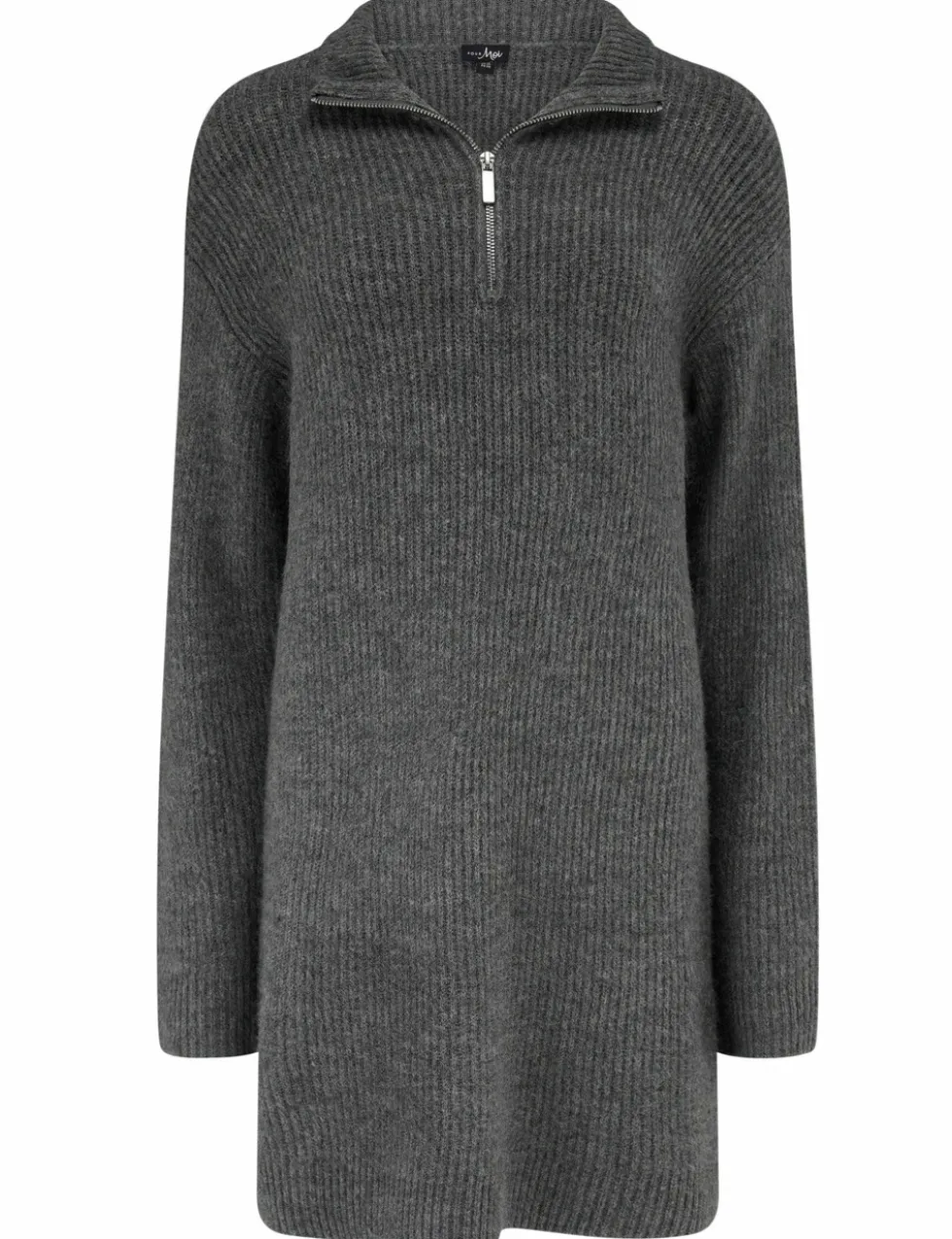 Cosy Ribbed Half-Zip Mini Knitted Dress