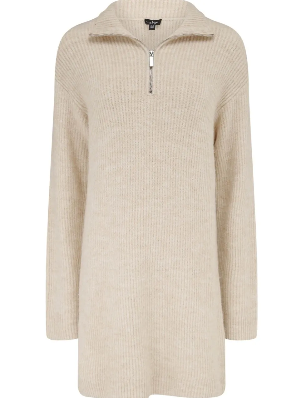 Cosy Ribbed Half-Zip Mini Knitted Dress
