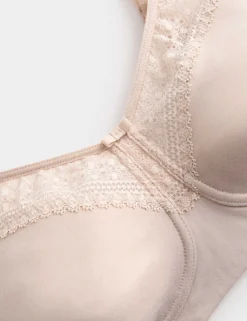 Cotton Blend & Lace Non Wired Total Support Bra B-H