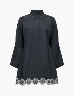 Cotton Blend Broderie Mini Shift Dress