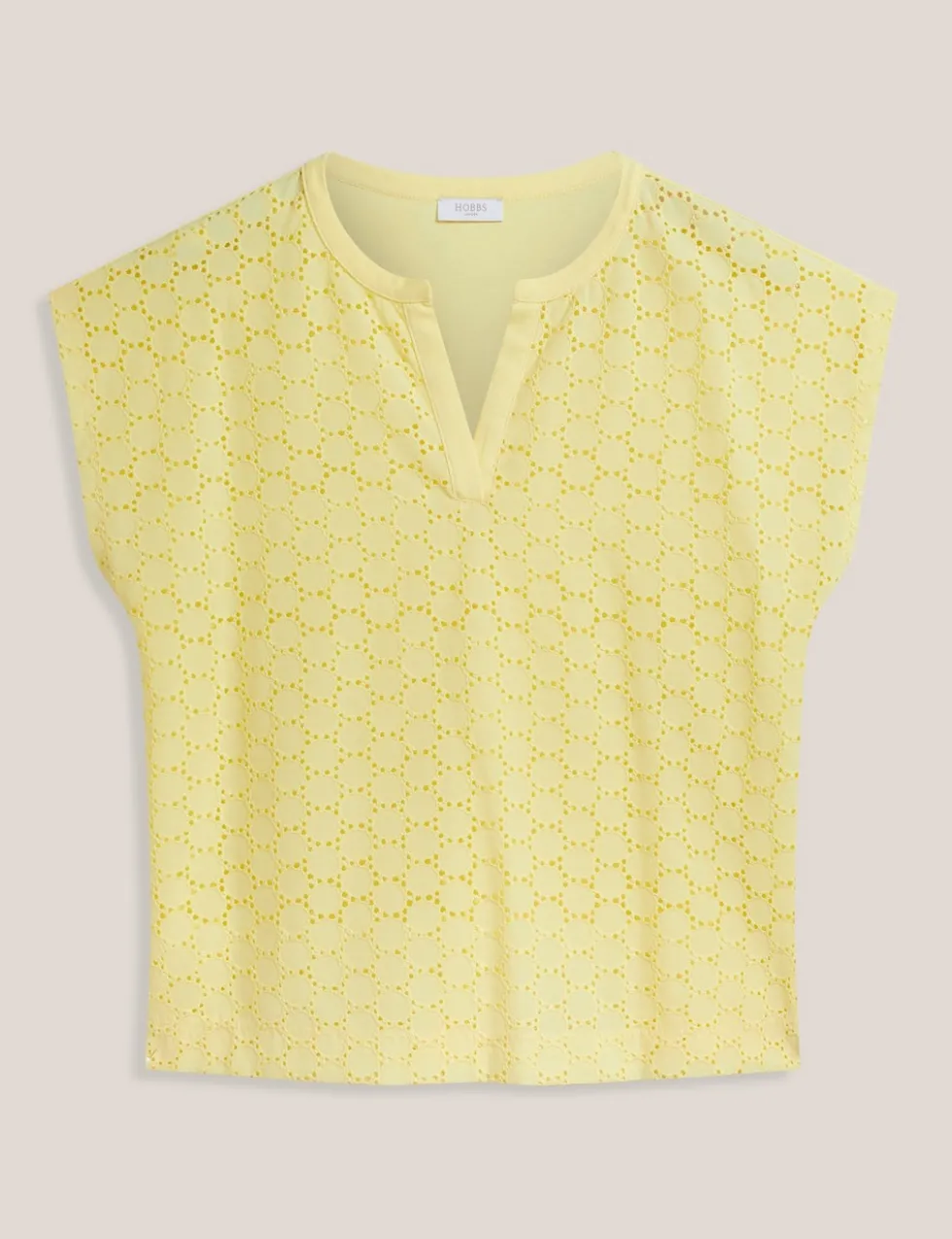 Cotton Blend Broderie Notch Neck Top