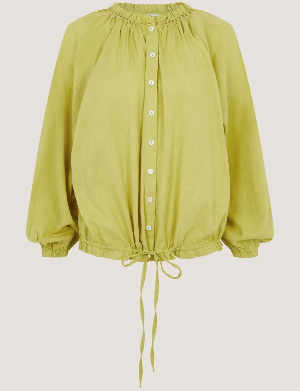Cotton Blend Bubble Hem Blouse