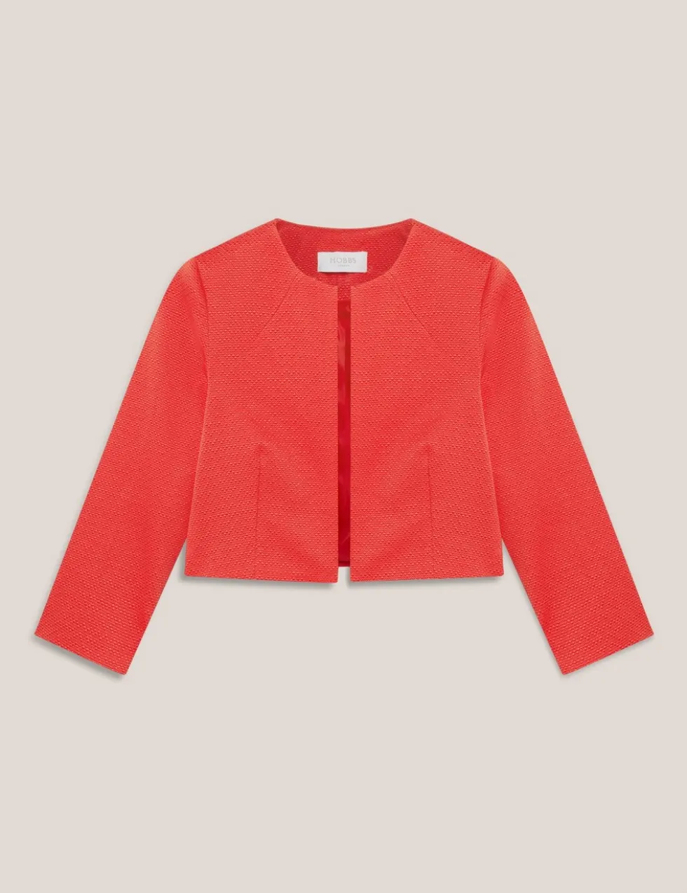 Cotton Blend Collarless Short Jacket