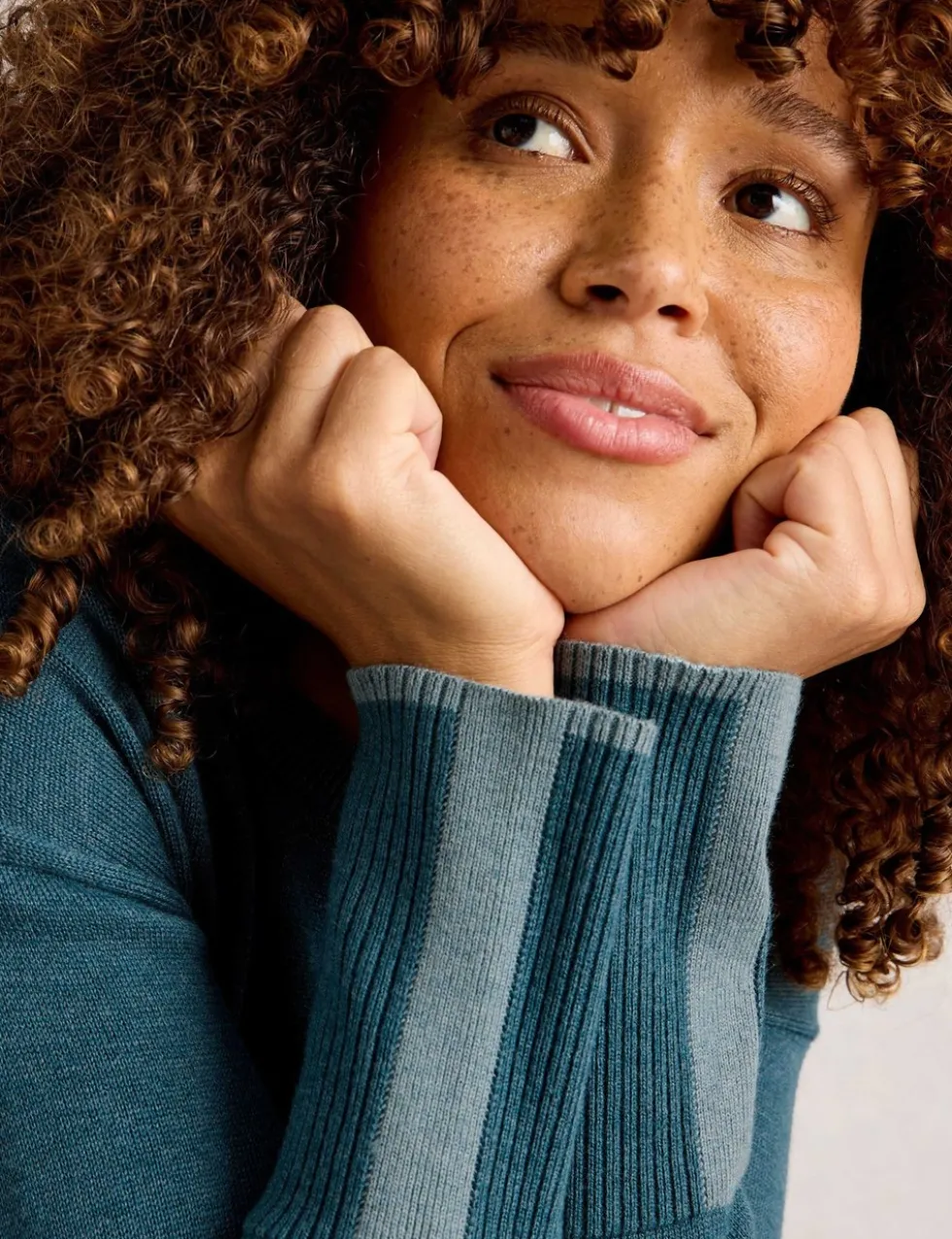 Cotton Blend Contrast Detail Jumper