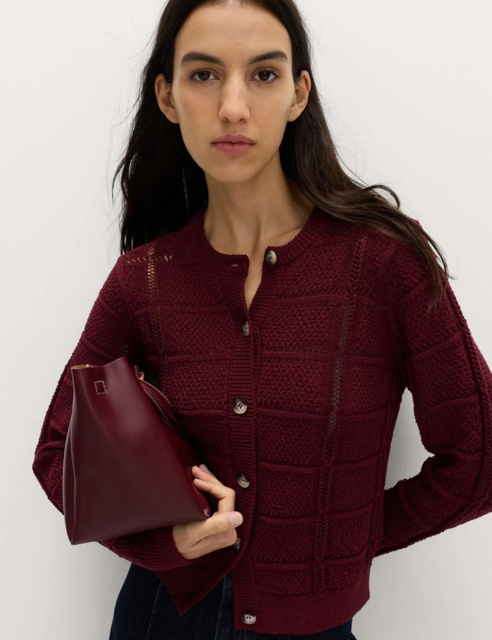 Cotton Blend Cropped Cardigan