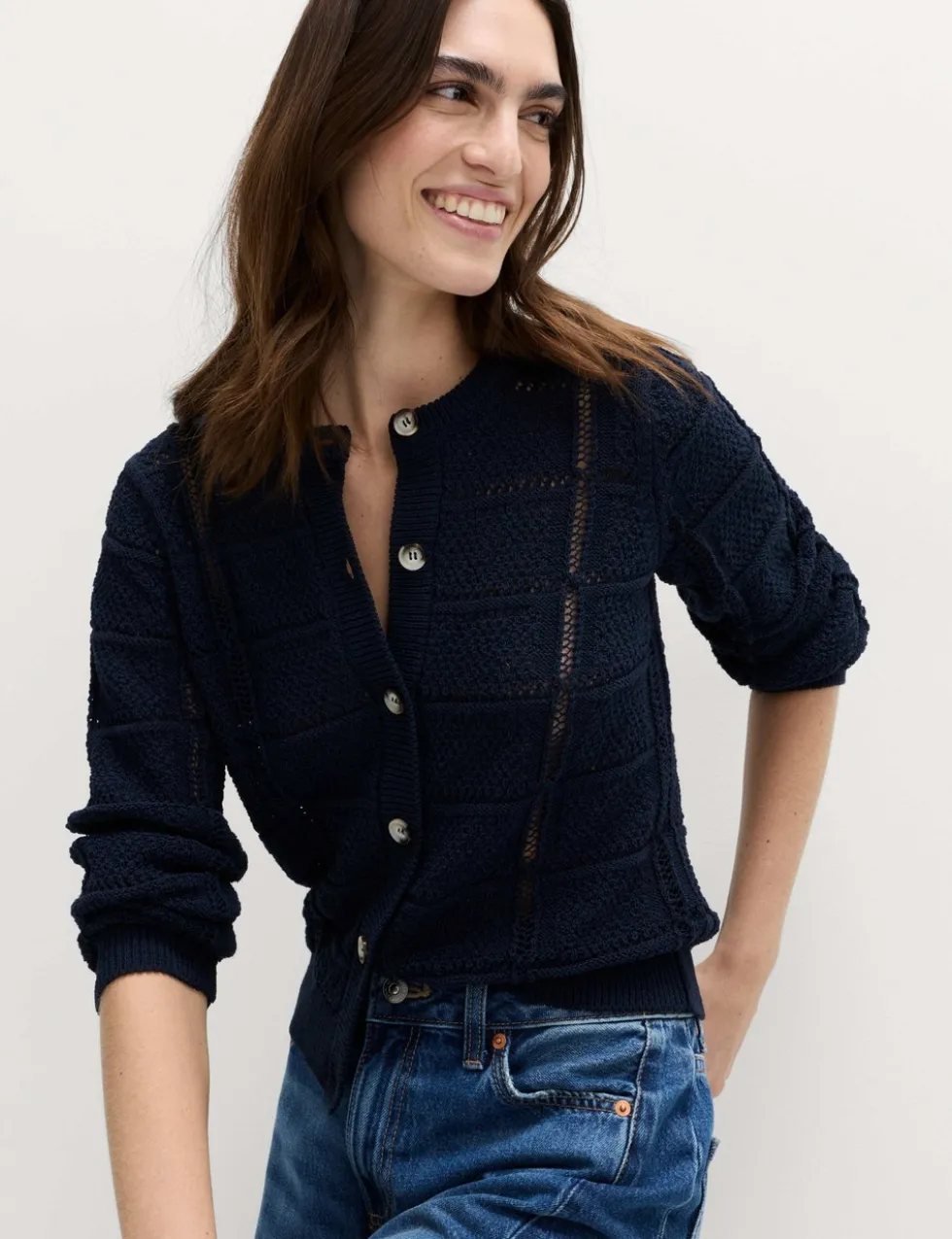 Cotton Blend Cropped Cardigan