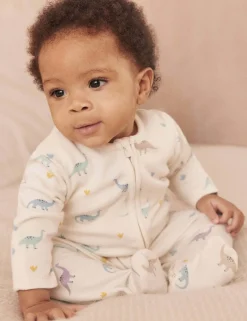 Cotton Blend Dinosaur Zip Sleepsuit (0-24 Mths)