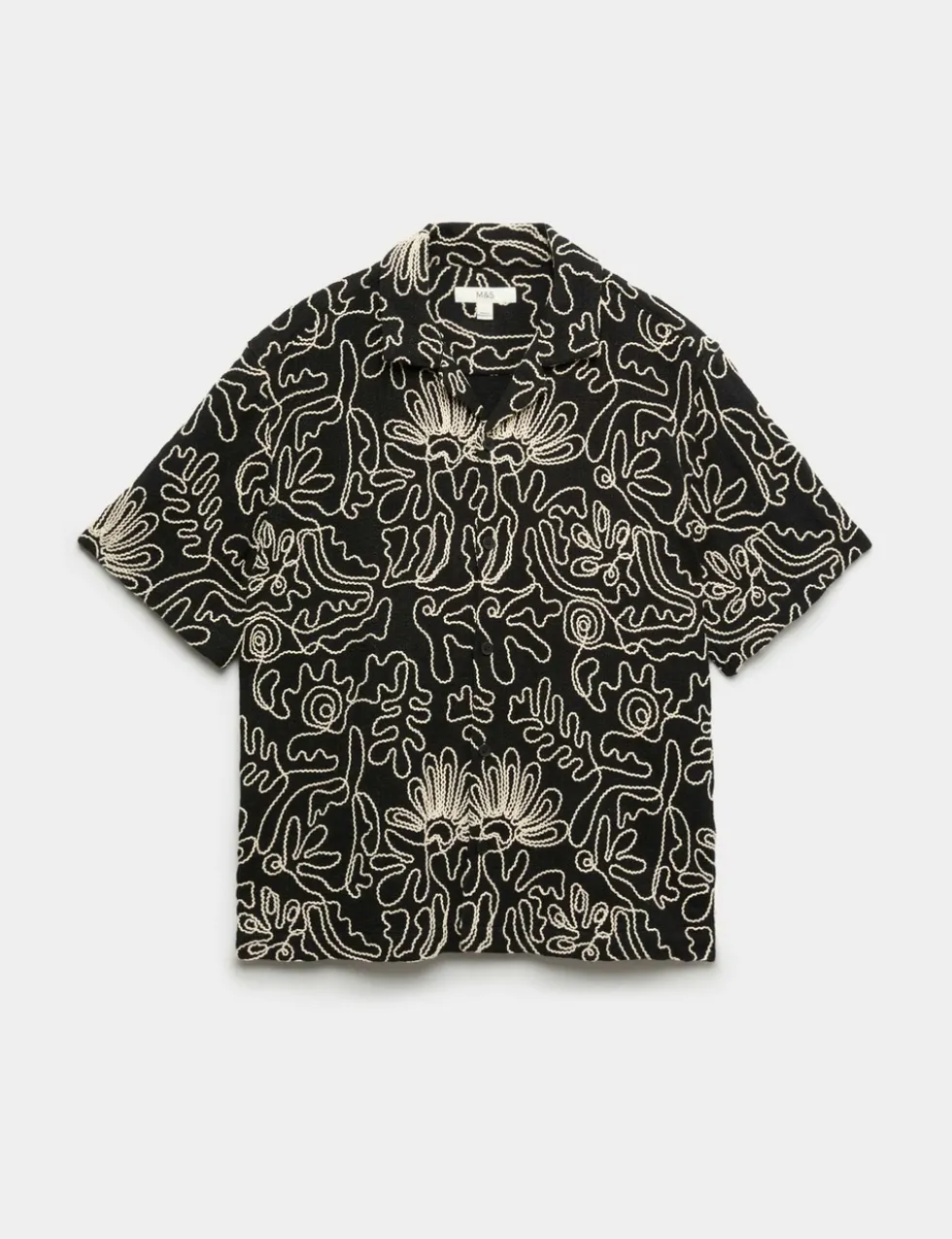 Cotton Blend Embroidered Short Sleeve Shirt