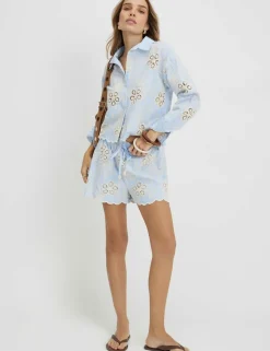 Cotton Blend Embroidered Shorts