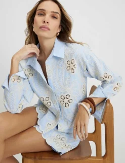 Cotton Blend Embroidered Shirt