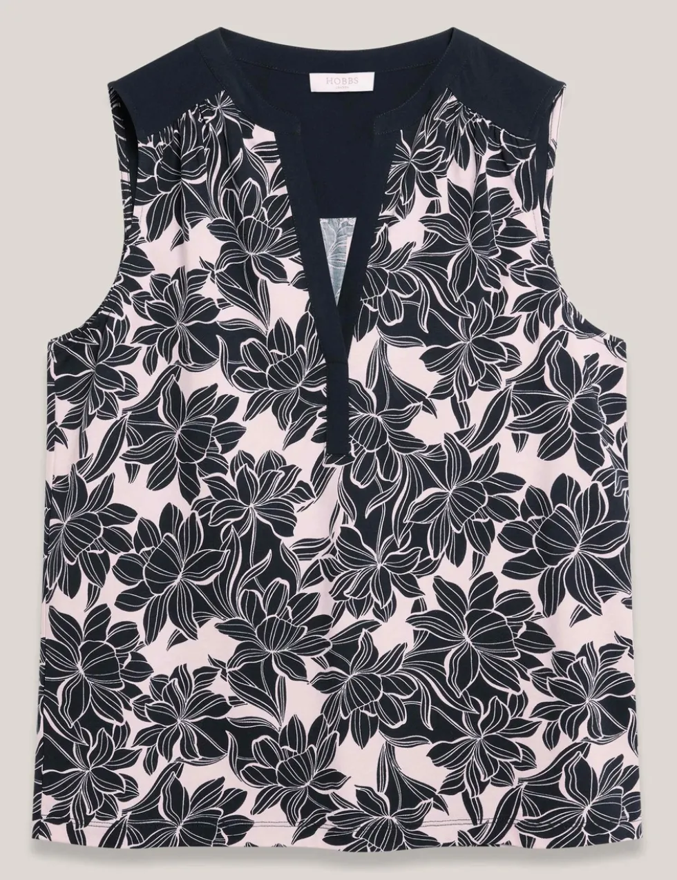 Cotton Blend Floral V-Neck Vest