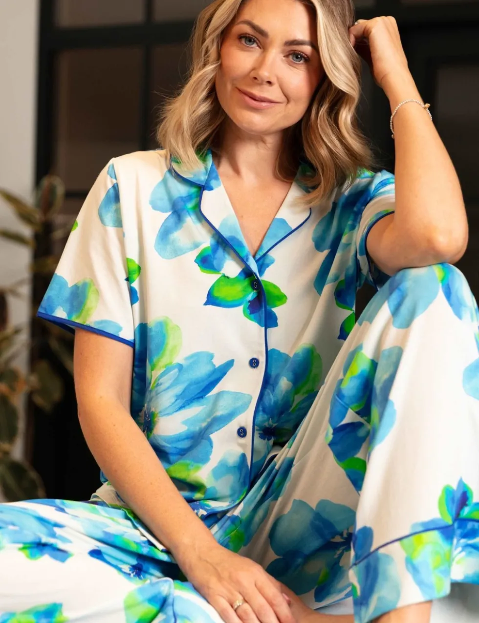 Cotton Blend Floral Wide Leg Pyjama Bottoms