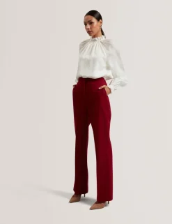 Cotton Blend Gathered Ruffle Blouse