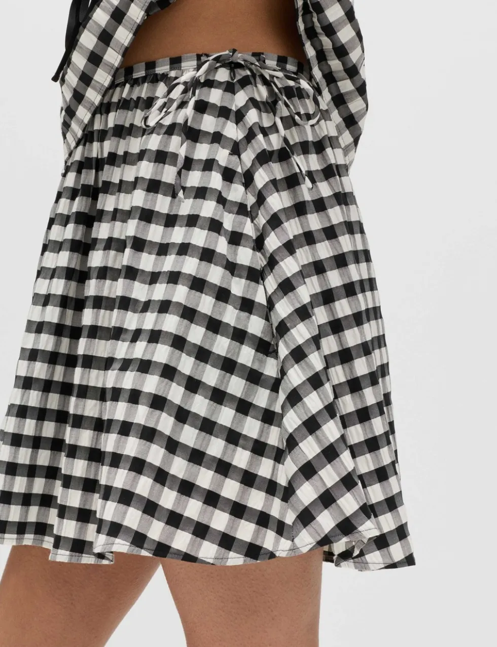 Cotton Blend Gingham Mini Circle Skirt