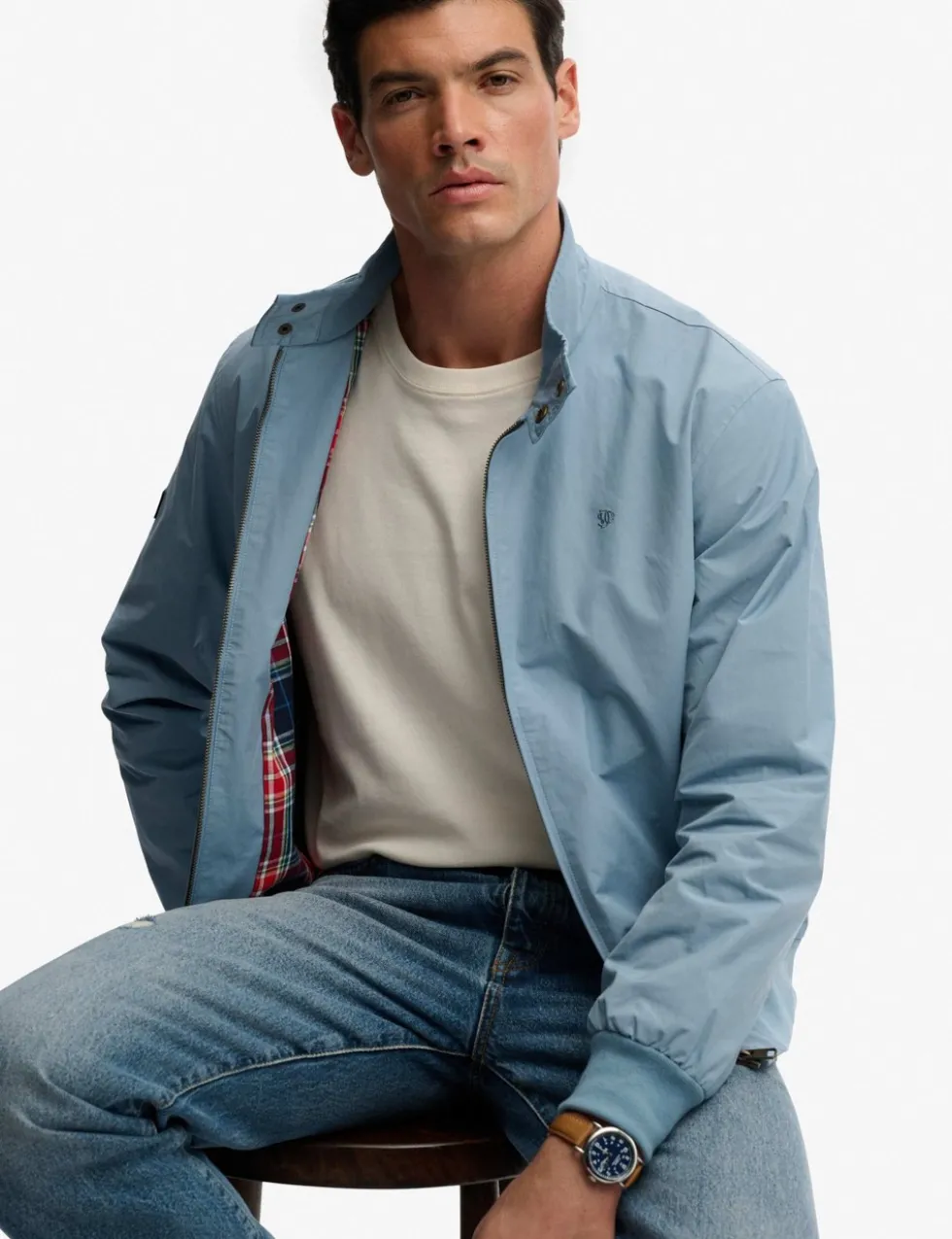 Cotton Blend Harrington Jacket