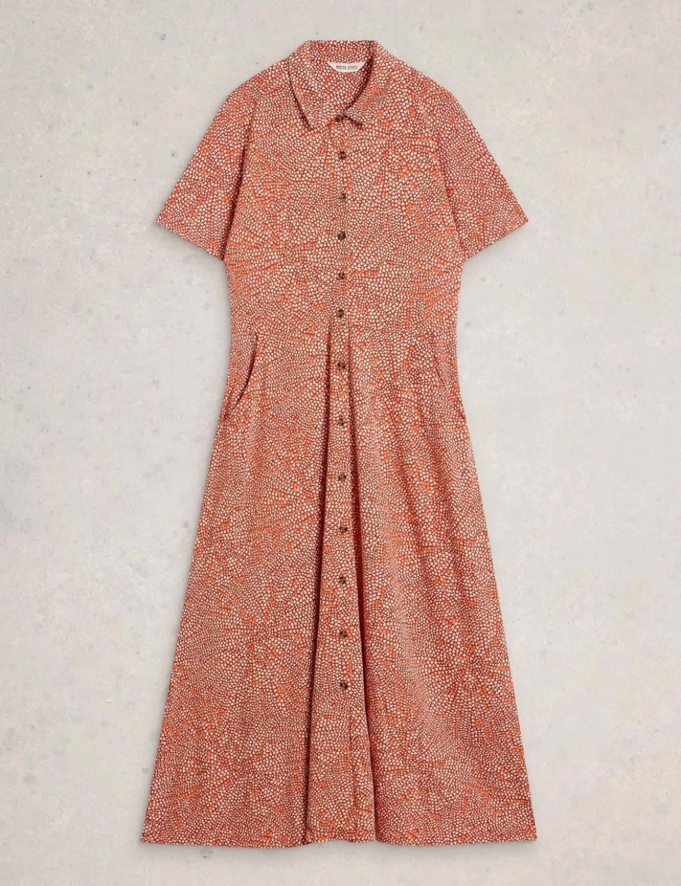 Cotton Blend Heart Print Midi Shirt Dress