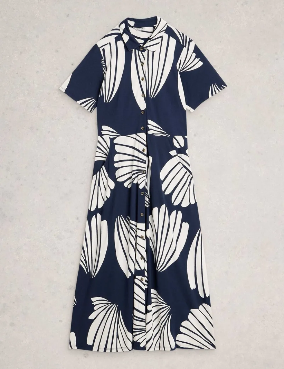 Cotton Blend Heart Print Midi Shirt Dress