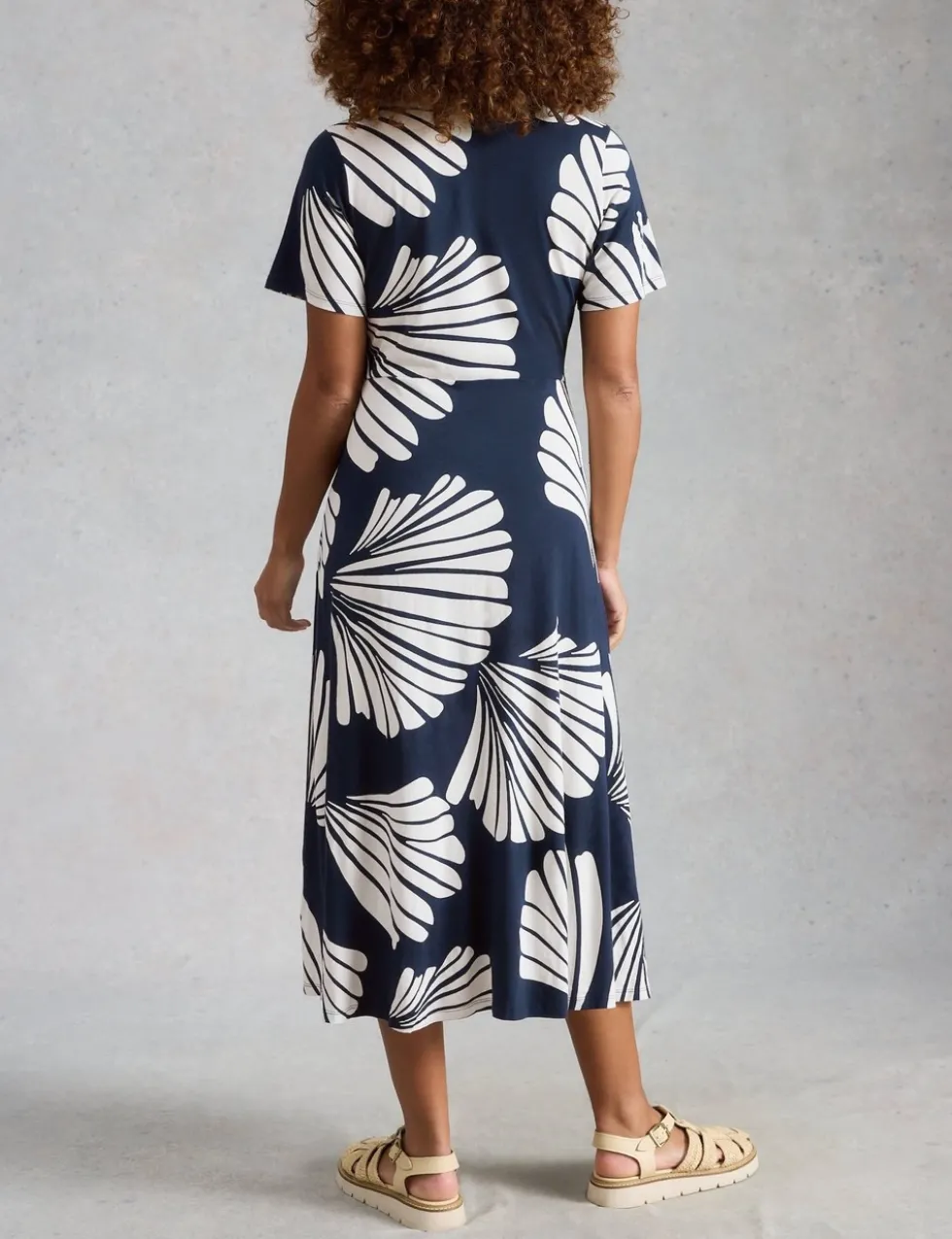Cotton Blend Heart Print Midi Shirt Dress