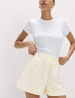 Cotton Blend High Waisted Shorts