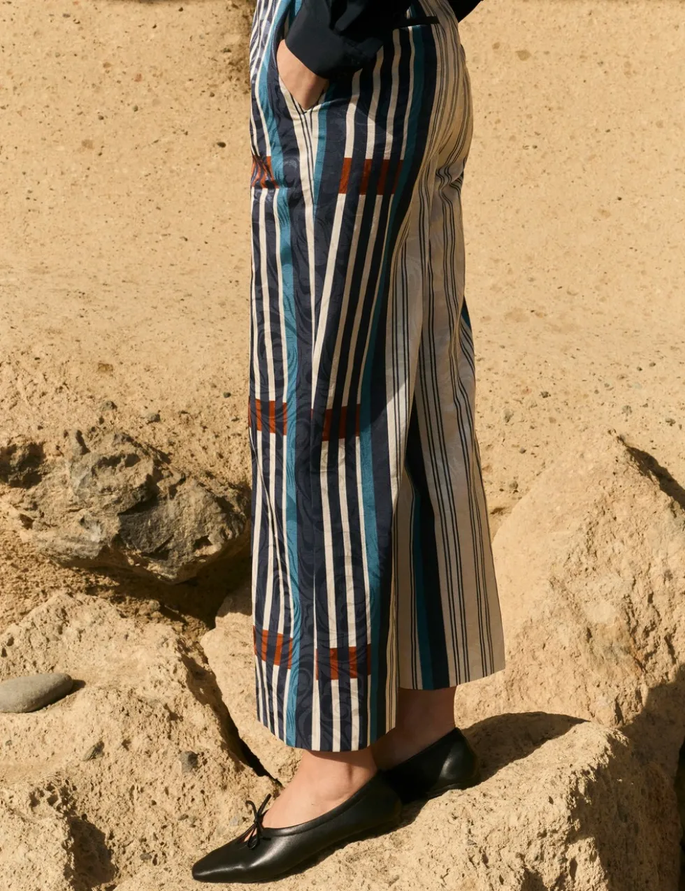 Cotton Blend Jacquard Straight Leg Trousers