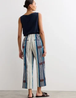 Cotton Blend Jacquard Straight Leg Trousers