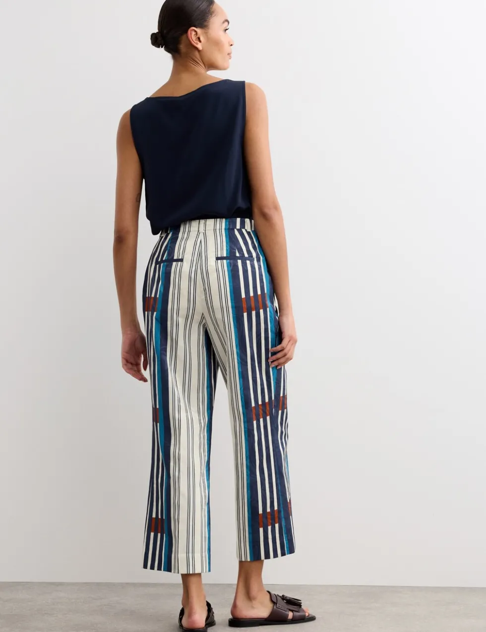 Cotton Blend Jacquard Straight Leg Trousers