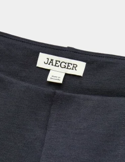 Cotton Blend Jersey Straight Leg Trousers with Wool