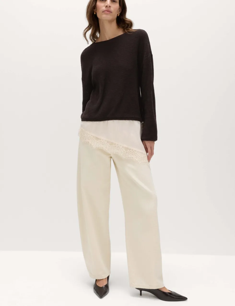 Cotton Blend Lace Detail Jumper