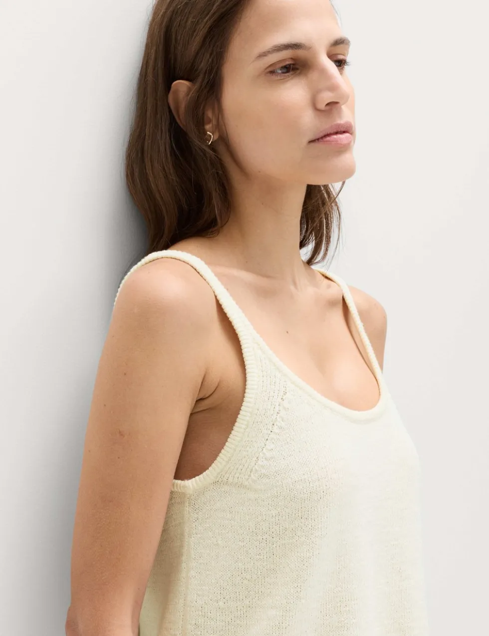 Cotton Blend Lace Detail Cropped Knitted Vest