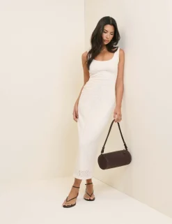 Cotton Blend Lace Midi Bodycon Dress