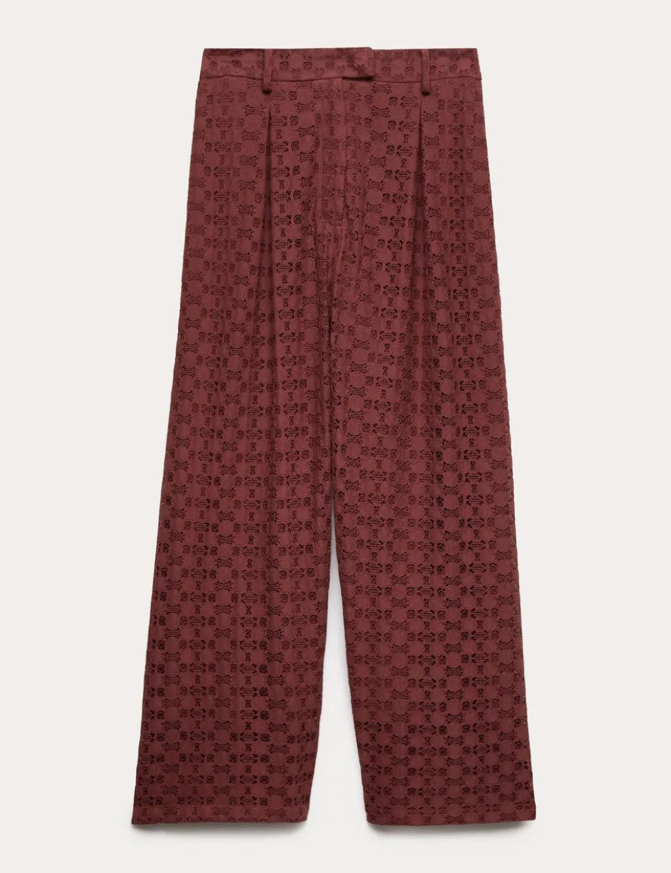 Cotton Blend Lace Straight Leg Trousers
