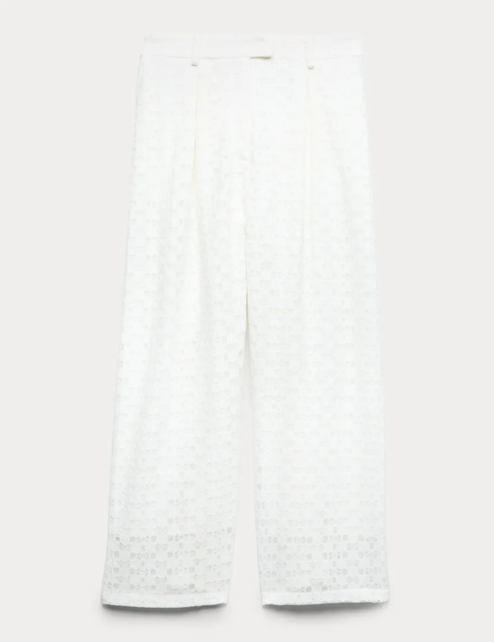 Cotton Blend Lace Straight Leg Trousers