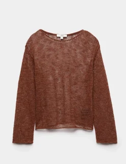 Cotton Blend Metallic Jumper with Linen