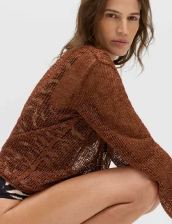 Cotton Blend Metallic Jumper with Linen