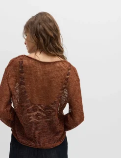 Cotton Blend Metallic Jumper with Linen