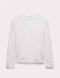 Cotton Blend Metallic Jumper with Linen