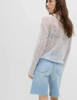 Cotton Blend Metallic Jumper with Linen