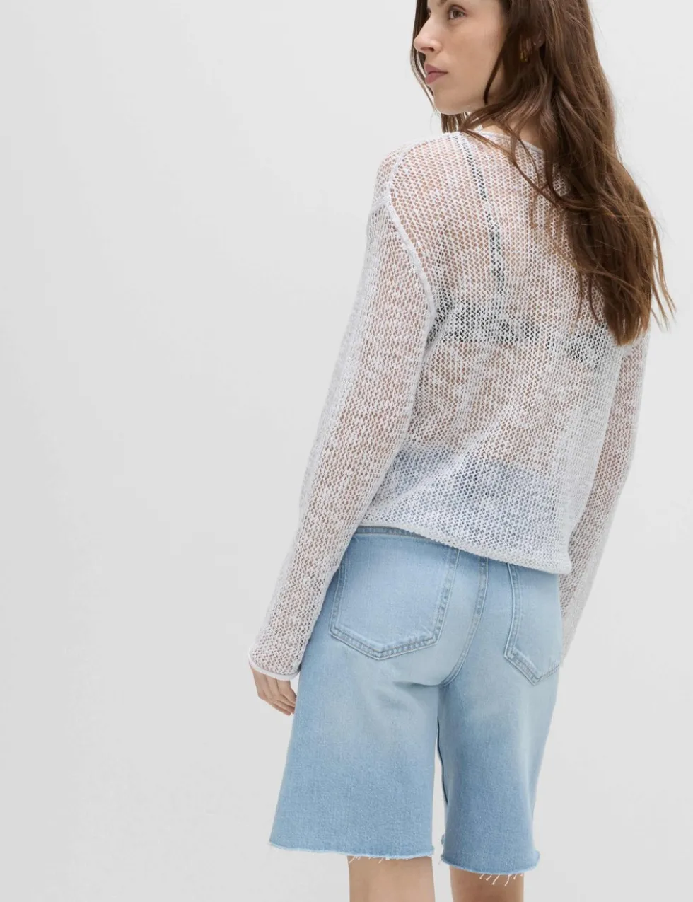 Cotton Blend Metallic Jumper with Linen