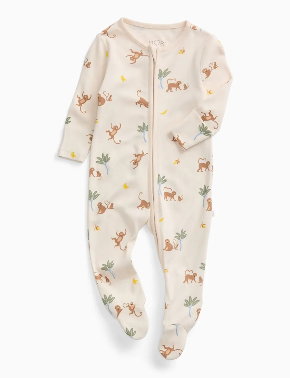 Cotton Blend Monkey Zip Sleepsuit (7lbs-3 Yrs)